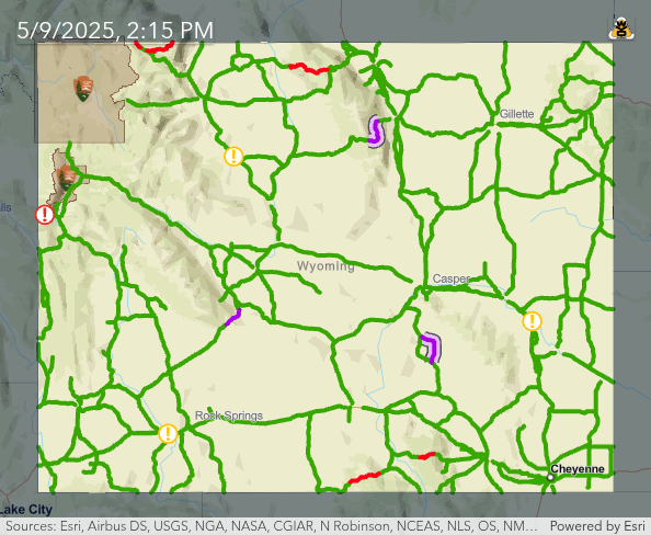 Wyoming Road Conditions Map Wti - Streamlined Maps: Road Conditions