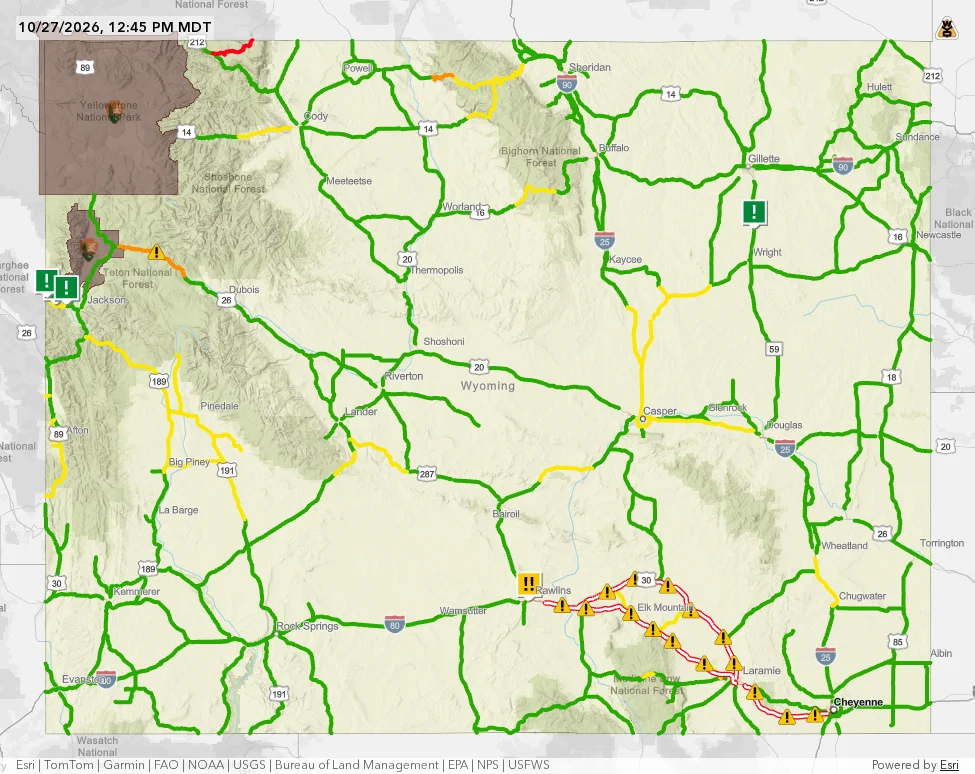 Wyoming Travel Conditions Map